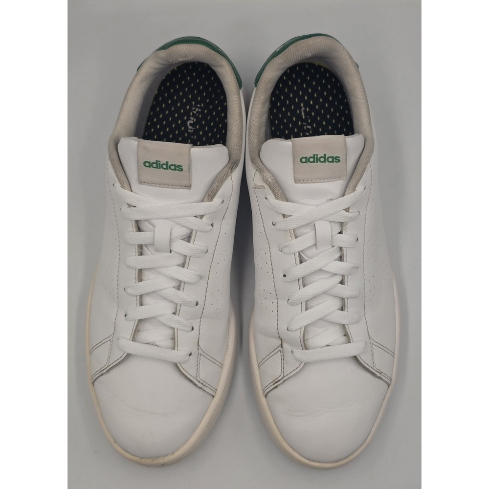adidas Advantage White Green Sneakers Men's Size 10 Lace Up Casual Shoes - Picture 8 of 12
